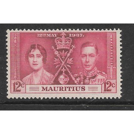 MAURITIUS 1937 CORONATION 12c SCARLET SG 250 M/ MINT