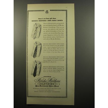 1950 Brooks Brothers Shirts Ad - There is no finer gift than Brooks Brothers'