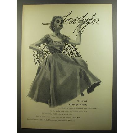 1952 Lord & Taylor Ballantyne Dress Ad - The proud Ballantyne beauty