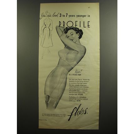 1952 Flexees Profile-Hi Girdle and Profile Bra Ad - look 3 to 7 years younger