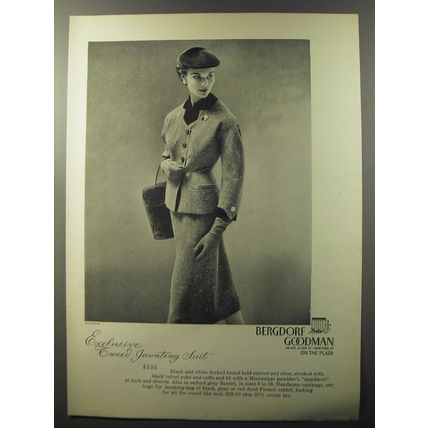 1953 Bergdorf Goodman Tweed Jaunting Suit Advertisement