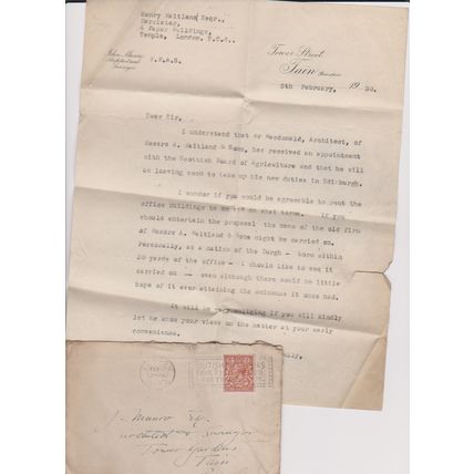 GB 1930 letter Henry Maitland Edinburgh re letting of an office with envelope