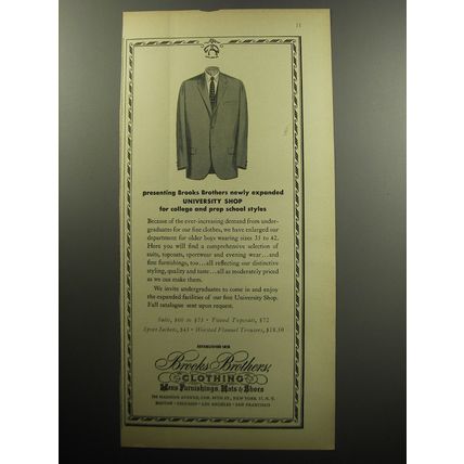 1957 Brooks Brothers Clothing Advertisement