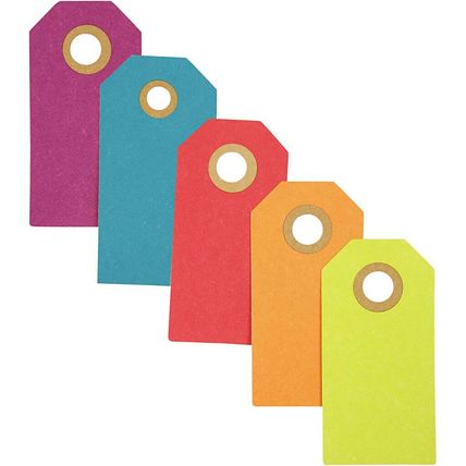 Manilla Tags Labels Bright Colours 3x6cm pack 30 250g pack weight Creativ CR46