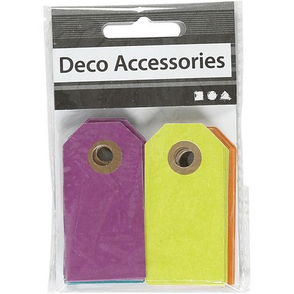 Manilla Tags Labels Bright Colours 3x6cm pack 30 250g pack weight Creativ CR46