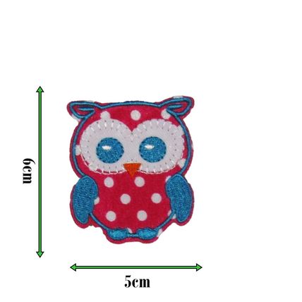 Owl Iron On Patch Pink Spotted Kids Badge Motif Applique Trimming Patches P440