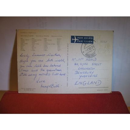 MONUMENT TO CHRIST, ALMADA, PORTUGAL.. used vintage postcard 1971 pm #