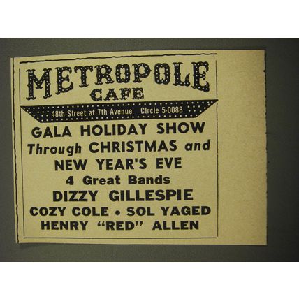 1959 Metropole Cafe Jazz Club Ad - Dizzy Gillespie Cozy Cole