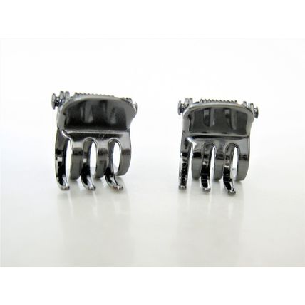 Extra tiny mini dark silver rose gold bronze metal hair claw clips (set of two)