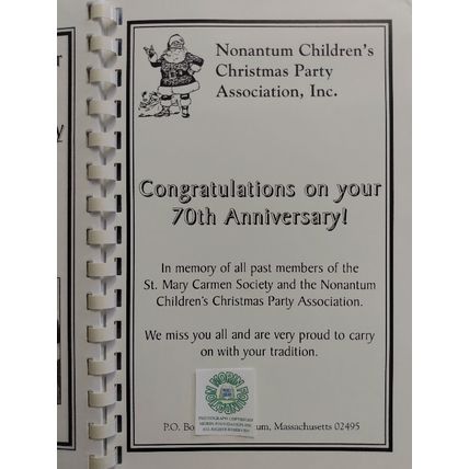 VERY RARE 70th ANNIVERSARY BOOK NEWTON MASS ST MARY MADONNA DEL CARMEN SOCIETY