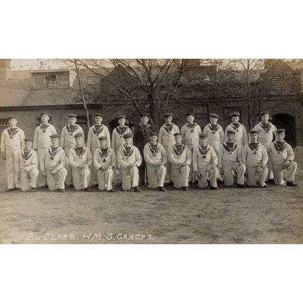 HMS Ganges B4 Class WW1 Sailors Military Ship Crew War Postcard