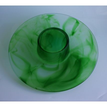 Art Deco Davidson Green Cloud Glass Bowl / Vase. P/N 204D
