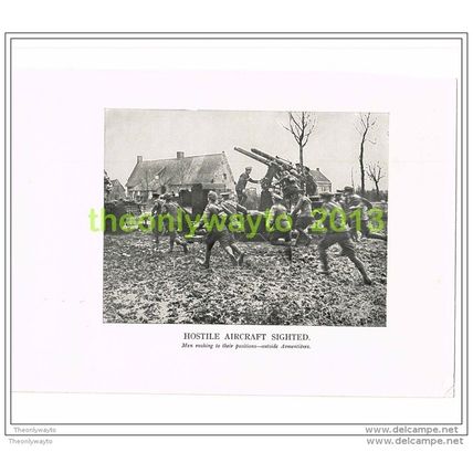 HOSTILE AIRCRAFT SIGHTED, ARMENTIERES, FRANCE, PHOTO BOOK ILLUSTRATION c1914
