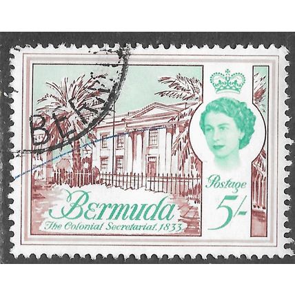 BERMUDA 1962 QE2 BUILDINGS COLONIAL SECRETARIAT 5/- SG177 177 SG USED.