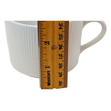 Linen N Things 4 Tea Cups 8 Saucers White Ribbed Rim Smooth No Trim 12 Pc Lot