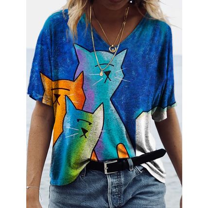 3D Printing Personality Printing Loose Women's T Shirt Top
