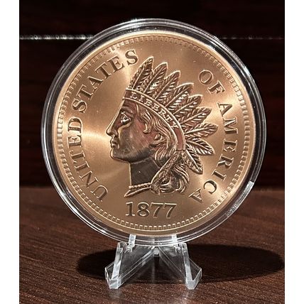 5 Oz Copper CollectibIe 1877 Indian Head Coin In Capsule