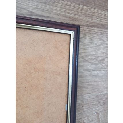 Vintage Picture Frame Wooden Gold Trim 11 x 14” Traditional Dark Wood Unglazed