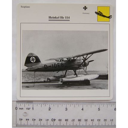 Heinkel He 114 - Germany - Seaplane - Collectors Club Card