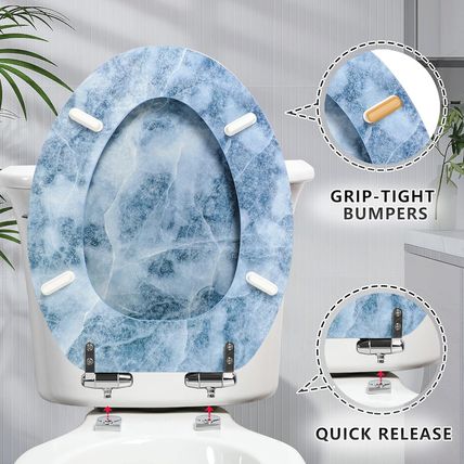 Angol Shiold Elongated Toilet Seat Molded Wood Toilet Seat with Quietly Close an