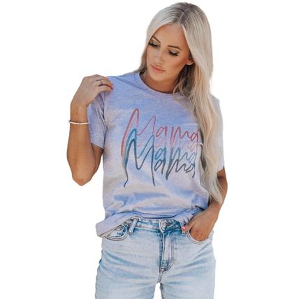 Gray Letter Mama Quadruple Shadows Graphic Tee