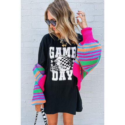 Black GAME DAY Checkerboard Rugby Football Helmet T Shirt
