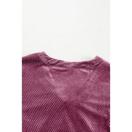 Meadow Mauve Plus Size Textured Velvet Tiered Button V Neck Dress