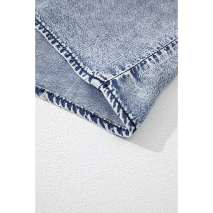 Ashleigh Blue Ruffled Shirred Neckline Sleeveless Denim Tank Top