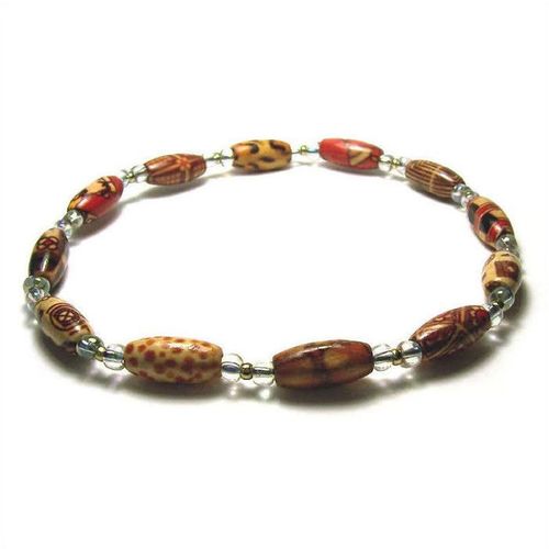 Anklet #wbexp expandable printed wooden beads 11 inch ladies costume jewelry