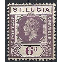 St Lucia 1912 SG84 6d Dull & Bright Purple Wmk Multi Crown CA Mounted Mint .. .