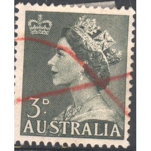 Australia 1953 - SG255 - 4d green - Queen Elizabeth 11 - used