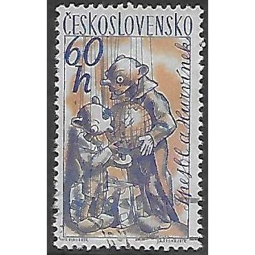 Mi 1277: 60 h. ultramarine/salmon Marionettes: 'Spejbl and Hurvinek.'