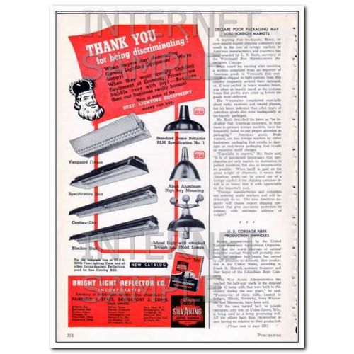 BRIGHT LIGHT REFLECTOR CO 1948 thank you discriminating vintage ad