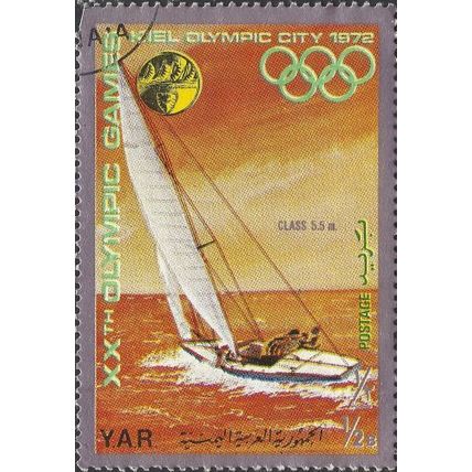 YEMEN REPUBLIC, OLYMPICS, Munich, Sailing 5.5, orange 1971, ½buqsha