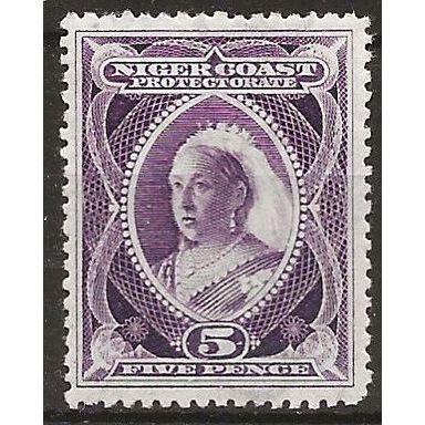 Niger Coast Protectorate 1897 SG70a 5d Purple Wmk Crown CA Mounted Mint ..