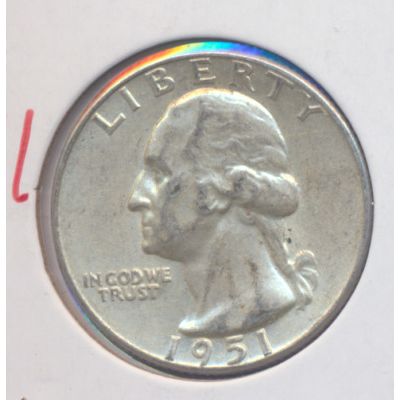 1951-P Washington 90% Silver Quarter, Ungraded, Nicer Coin