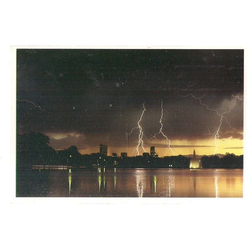 LIGHTENING OVER DENVER, COLORADO.. vintage unused postcard =