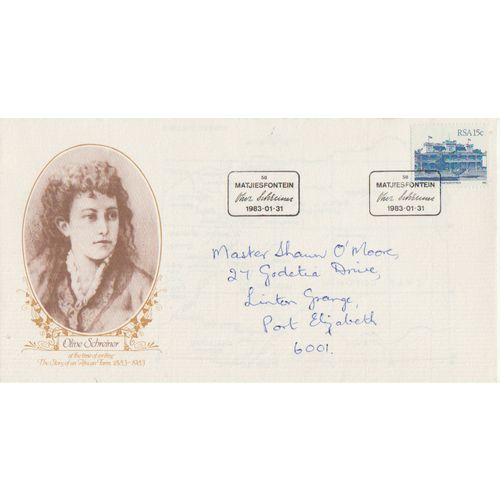 South Africa 1983 Olive Schreiner centenary Special Cover see other listings