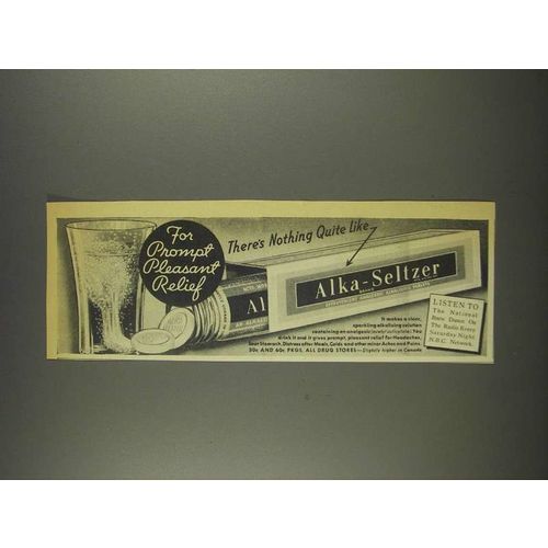 1936 Alka-Seltzer Medicine Ad - For Prompt Relief