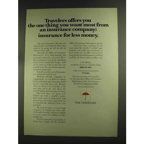 1972 Travelers Insurance Ad - Thing You Want Most