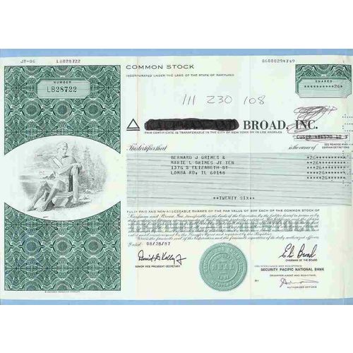 MD na Stock Certificate Company: Broad, Inc. 'FMR' Kaufman And Broad, Inc.~14
