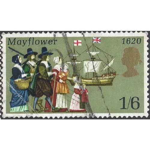 GB, SHIP, Mayflower, 350 years, brown 1970, 1/6, #3