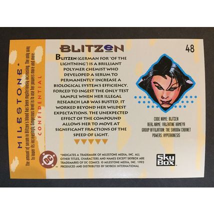 Milestone: The Dakota Universe trading card #48 (Blitzen)