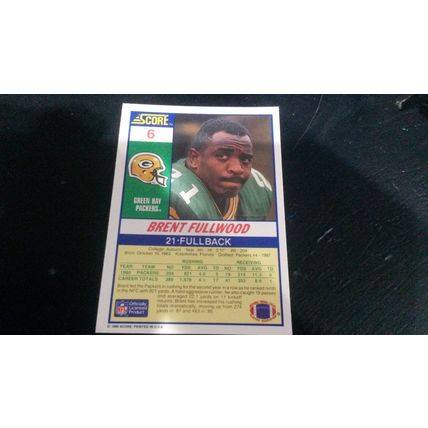 1990 Score Football Card # 006 Brent Fullwood Ex-Mt (6) Green Bay Packers