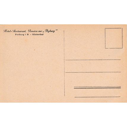 Kyburg Hotel Restaurant Freiburg Gunterthal Germany Postcard unused VGC