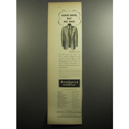 1951 Southwick Superflex Suits Ad - Horse-sense, but no nag