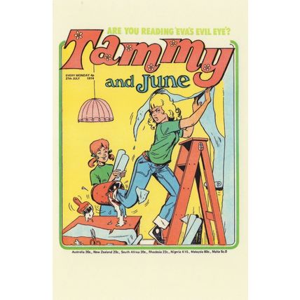 Decorating Disaster Foot In Paint Bucket Tammy Girls Comic Postcard