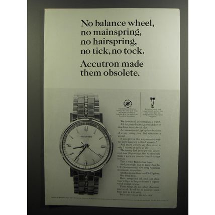 1964 Bulova Accutron Watch Ad - No balance wheel, no mainspring, no hairspring