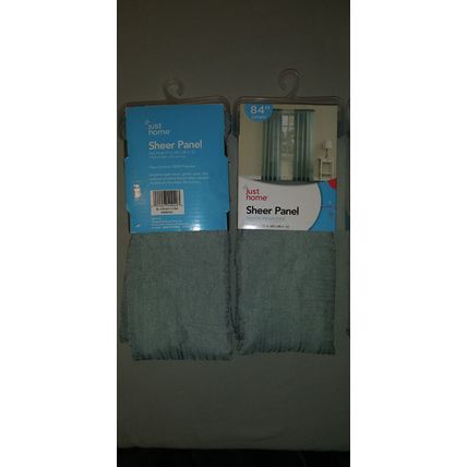 Just Home LOT 3X Mineral Green Sheer Panel Pocket Curtain 51" W x 84" L - NEW