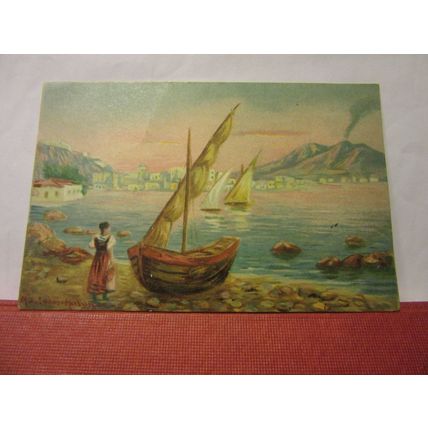 COASTAL SCENE used antique postcard 1904 postmark =